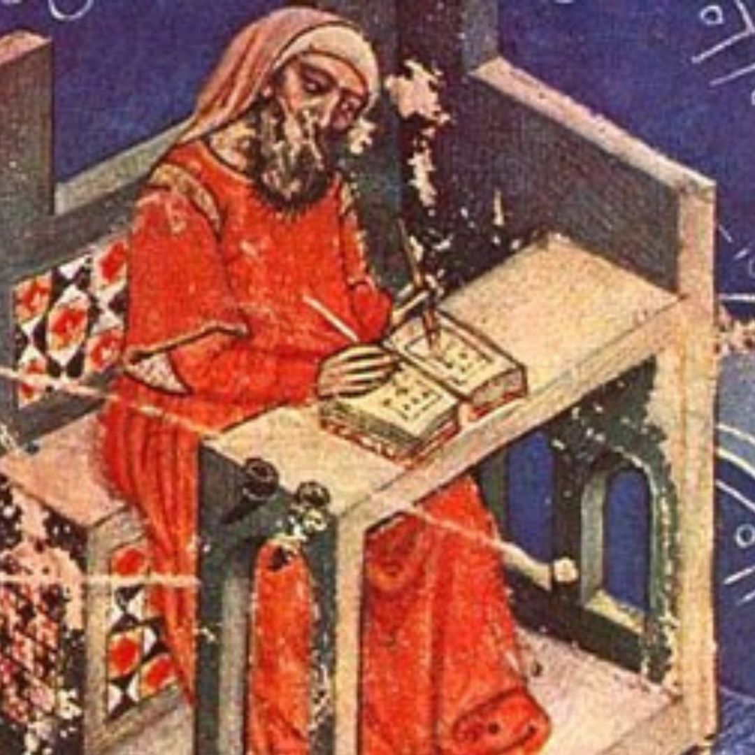 imagem de um crinista das cruzadas no seu scriptorium